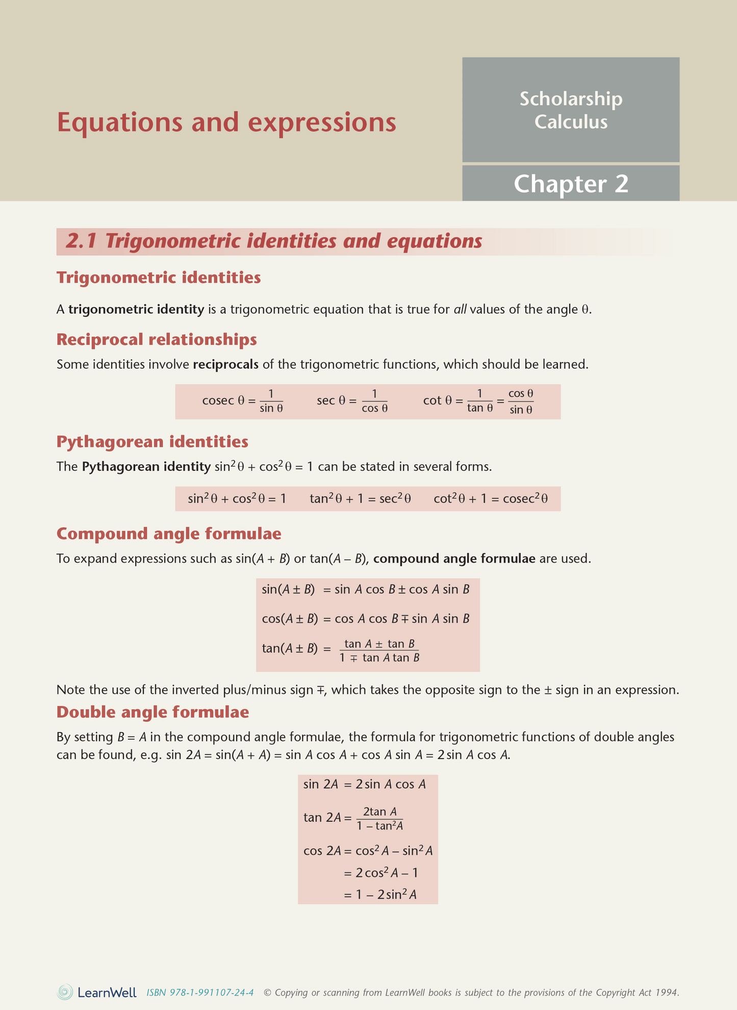 Scholarship Calculus AME Workbook