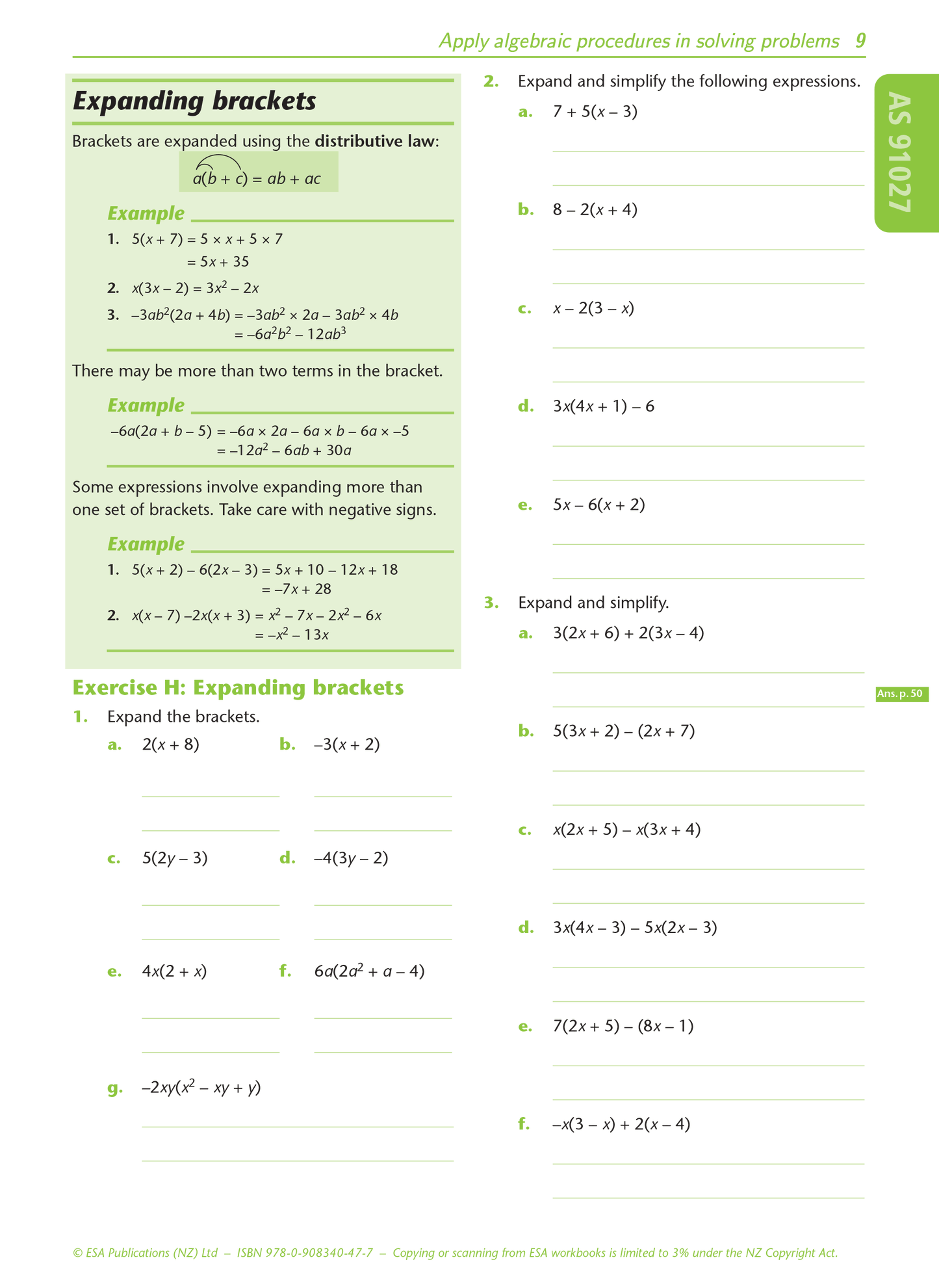 Level 1 Algebra 1.2 Learning Workbook
