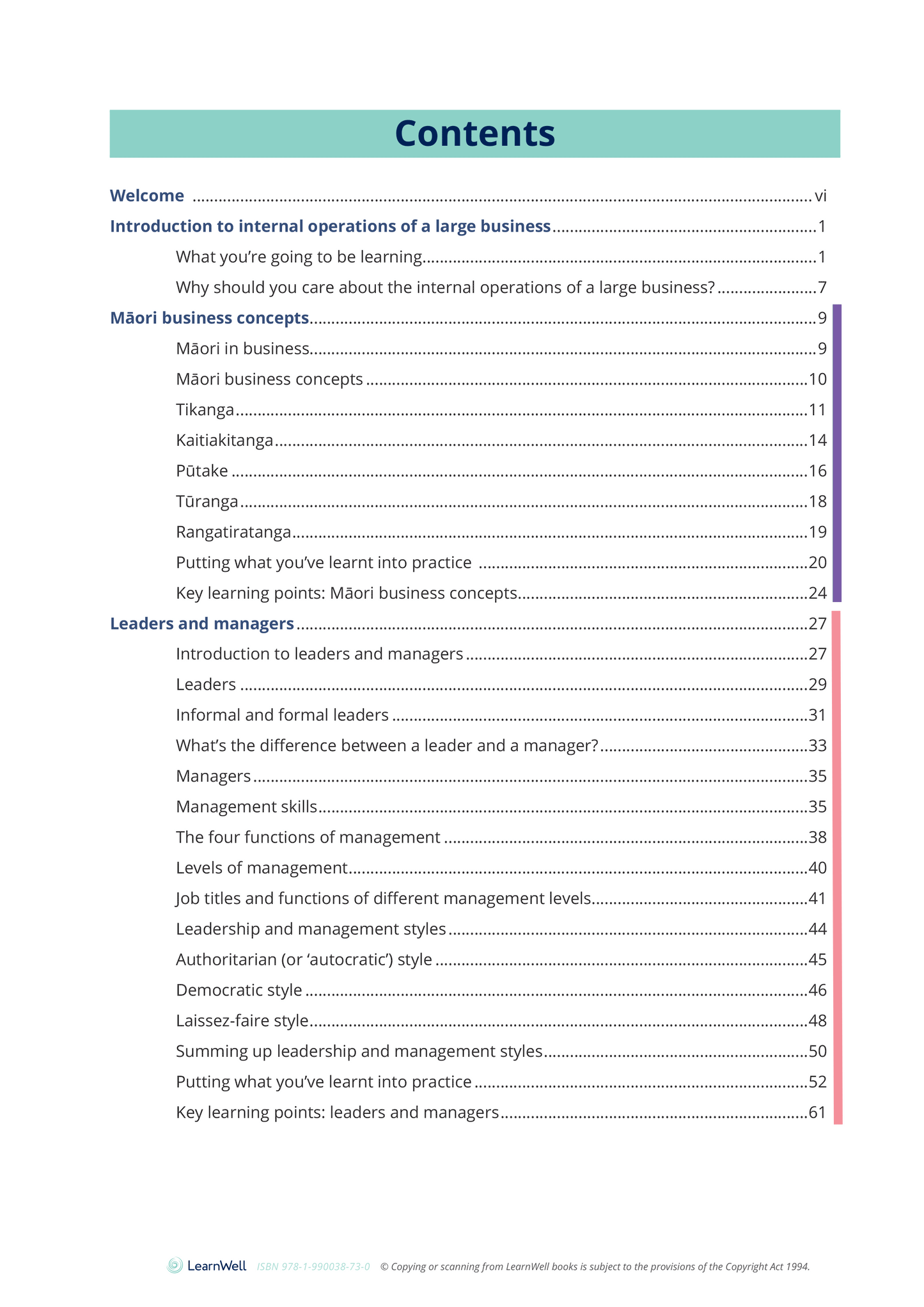 90843 Internal Operations of a Large Business Learning Guide