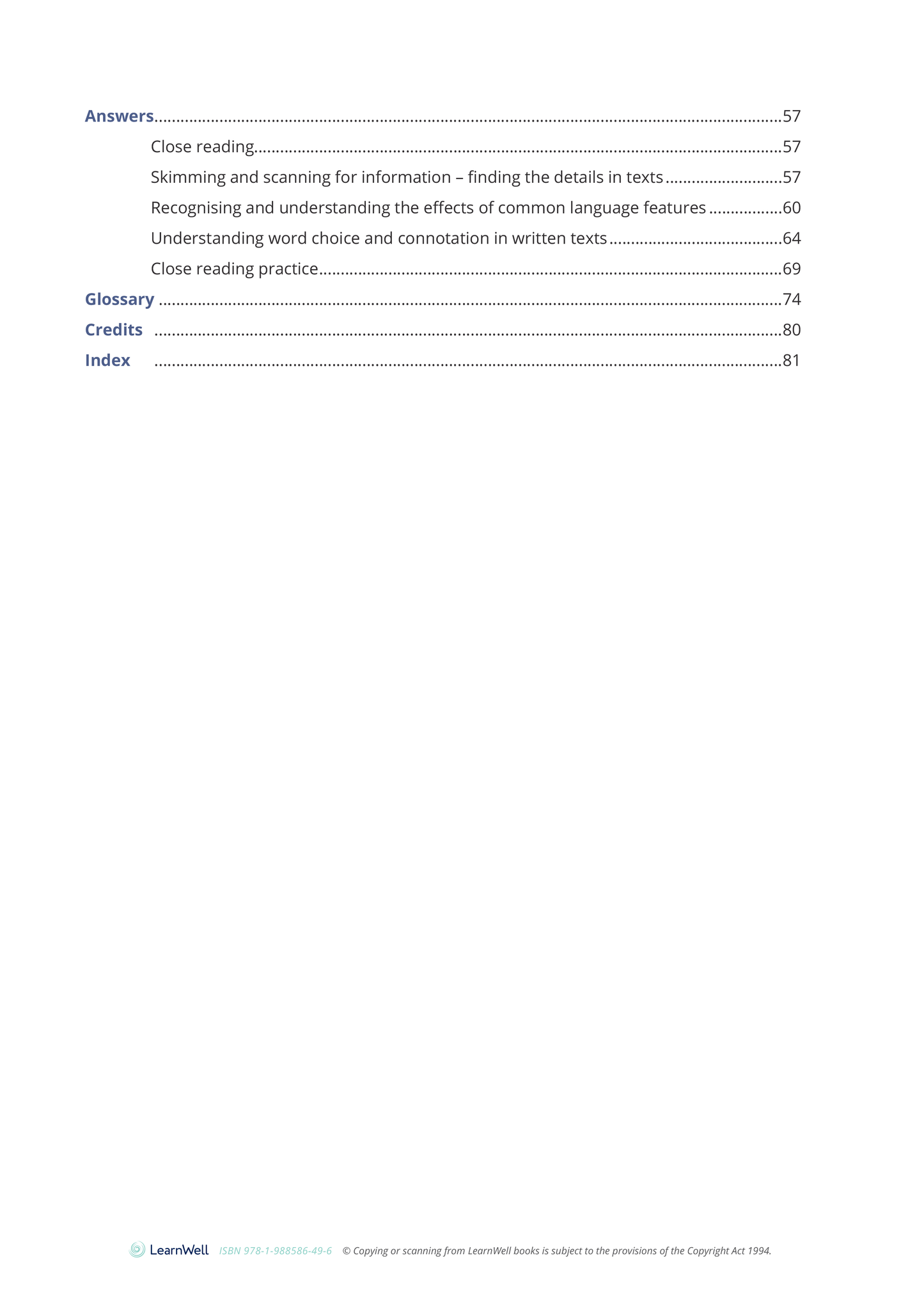 Year 10 Close Reading of Written Texts Learning Guide