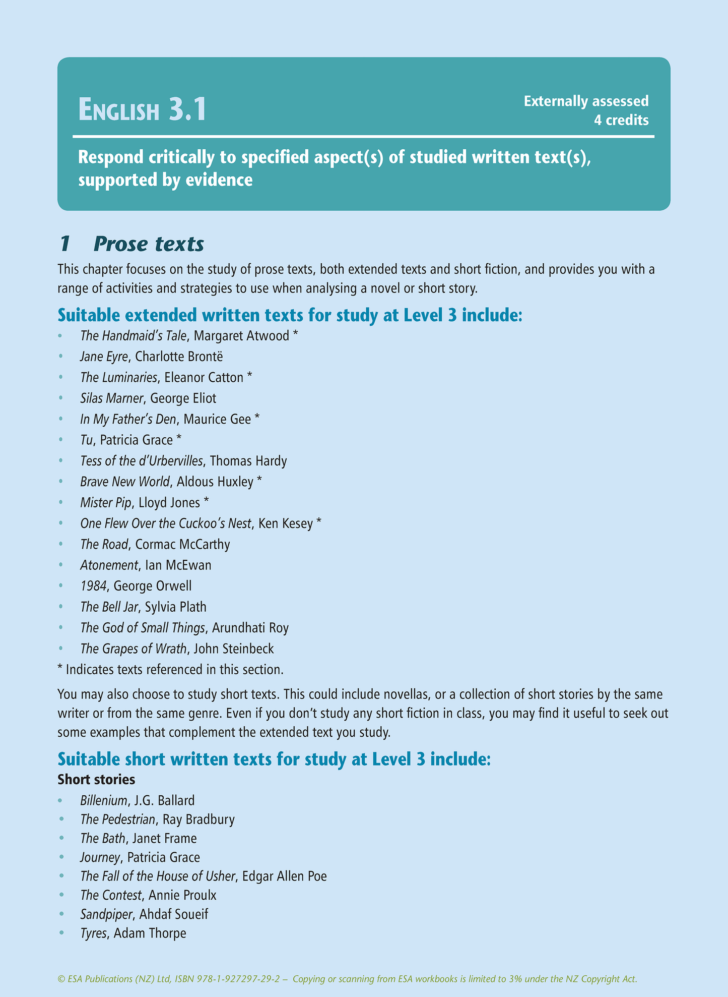 Level 3 Response to Written Texts 3.1 Learning Workbook