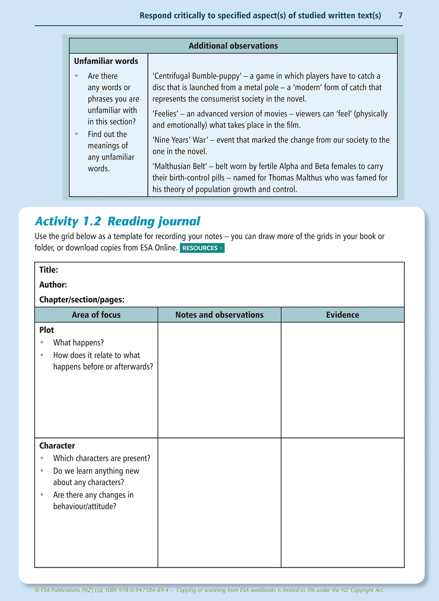 Level 3 Response to Written Texts 3.1 Learning Workbook
