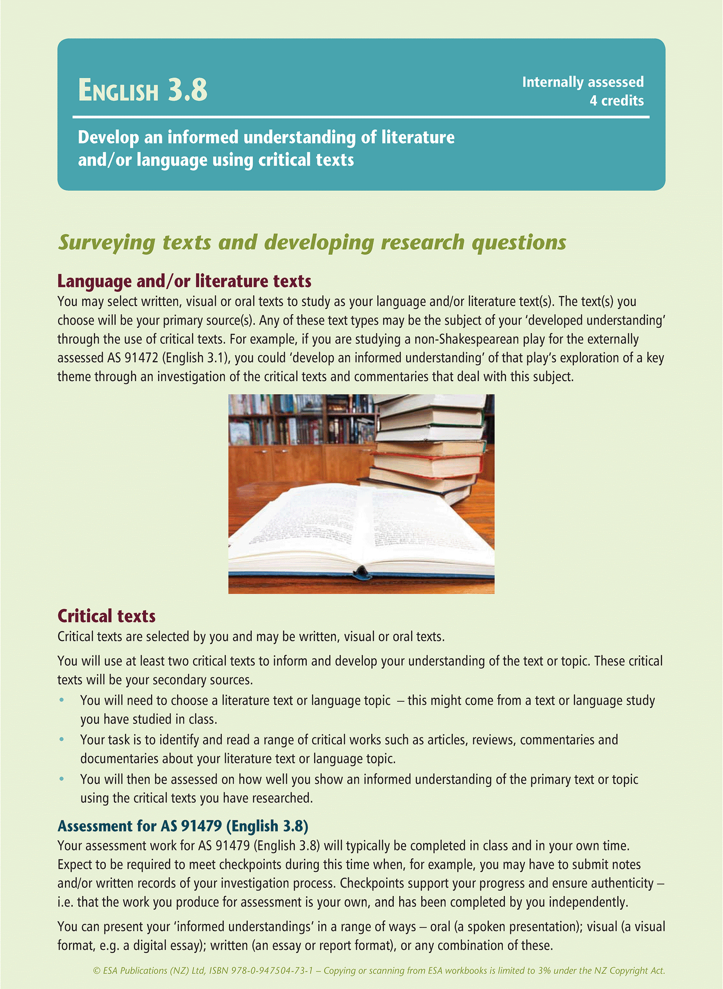 Level 3 Informed Understanding of Literature 3.8 Learning Workbook