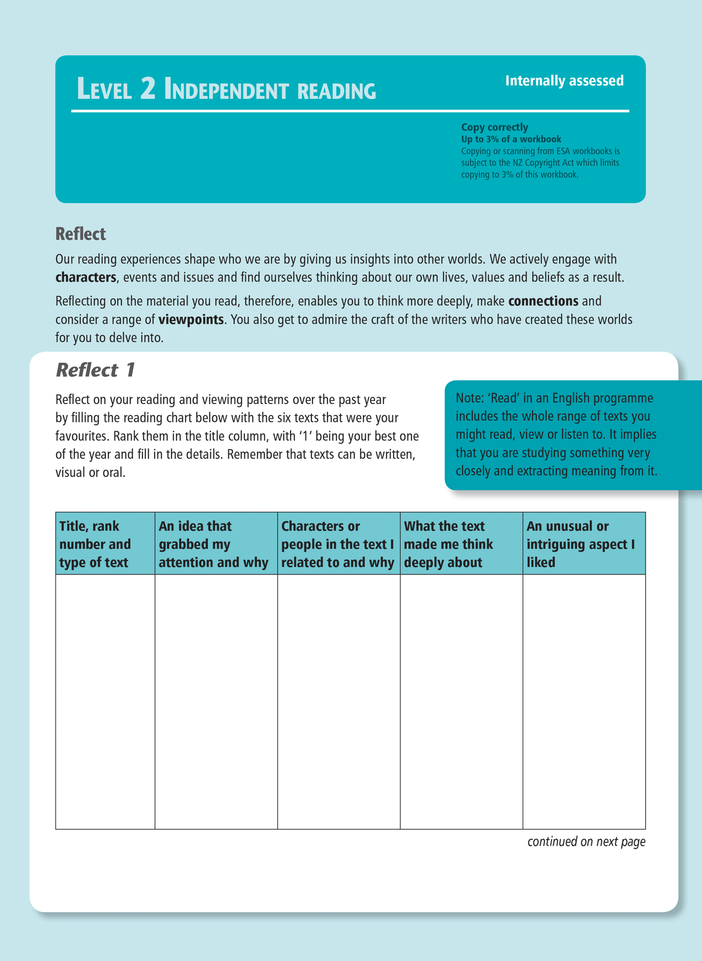 Level 2 Independent Reading 2.9 Learning Workbook