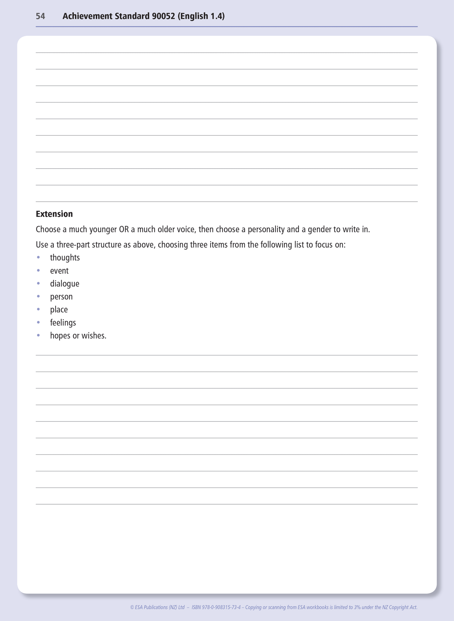 Level 1 Creative Writing 1.4 Learning Workbook