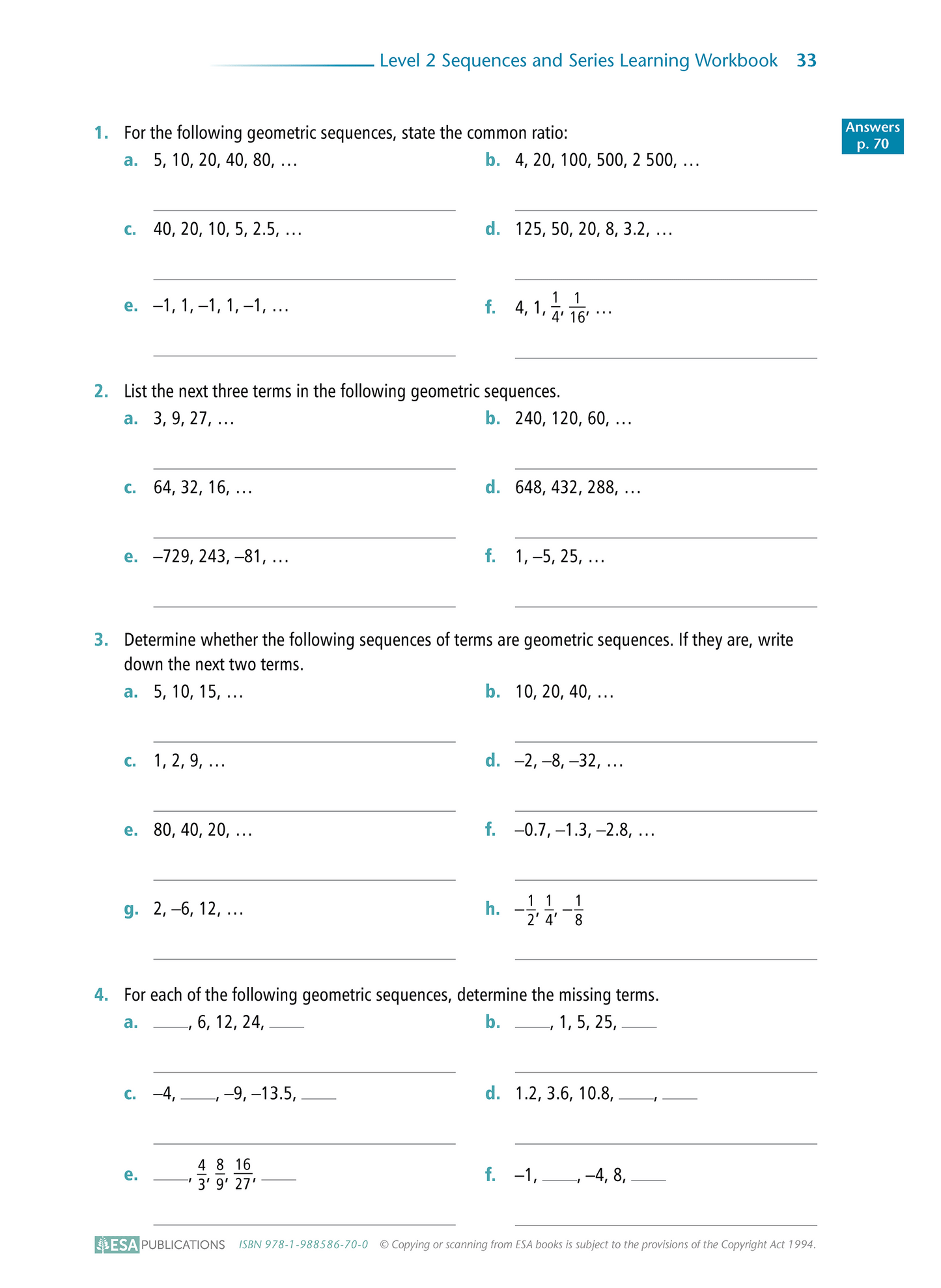 Level 2 Sequences and Series 2.3 Learning Workbook - SPECIAL (damaged stock at $5 each)