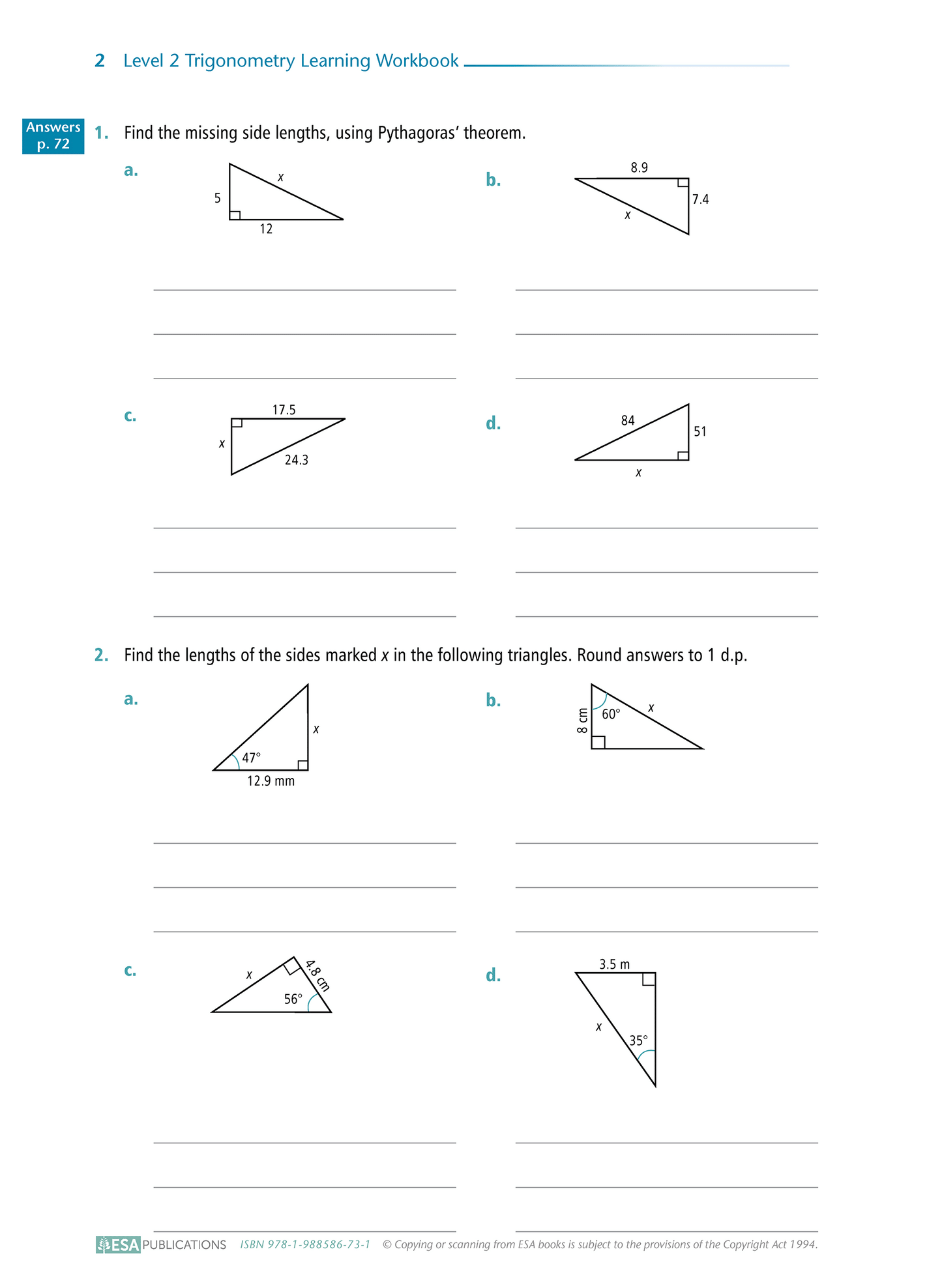 Level 2 Trigonometry 2.4 Learning Workbook