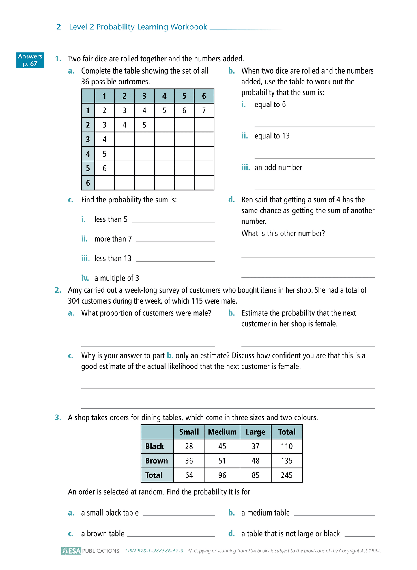Level 2 Probability 2.12 Learning Workbook - SPECIAL (damaged stock at $5 each)