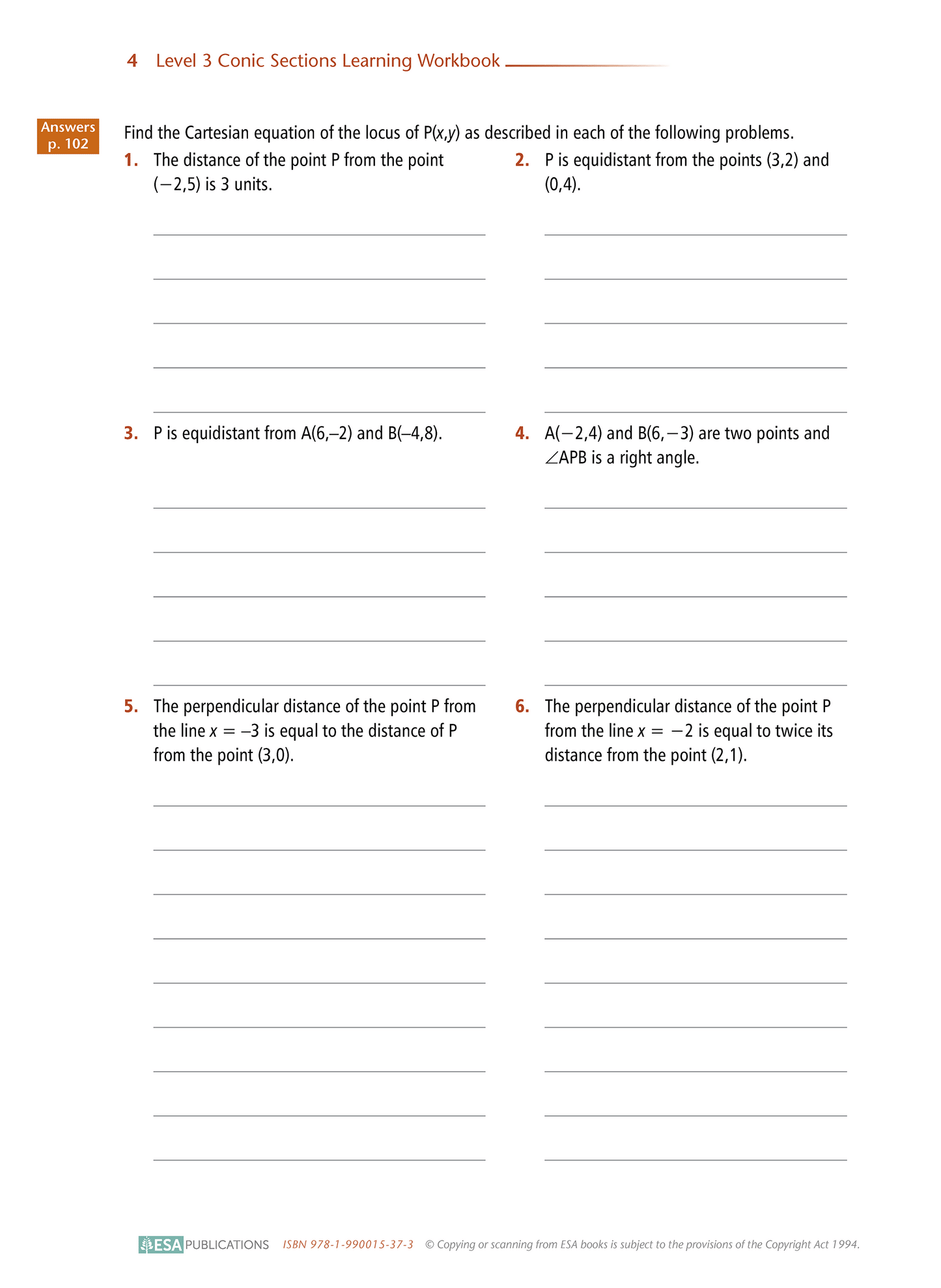 Level 3 Conic Sections 3.1 Learning Workbook