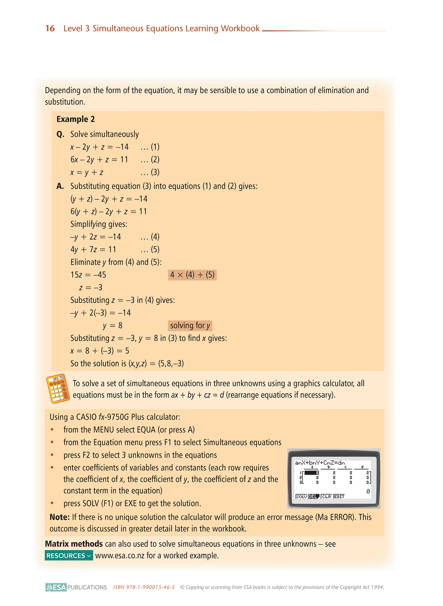 Level 3 Simultaneous Equations 3.15 Learning Workbook