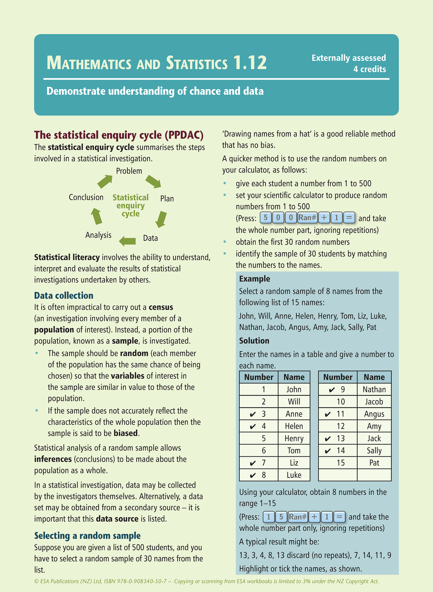 Level 1 Mathematics and Statistics Learning Workbook