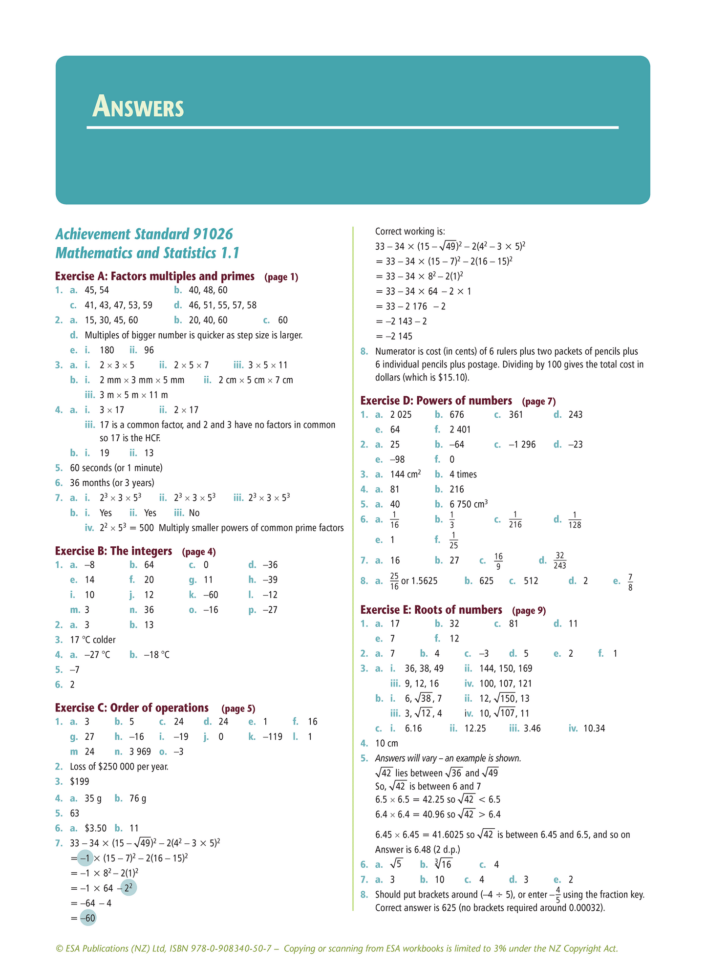 Level 1 Mathematics and Statistics Learning Workbook