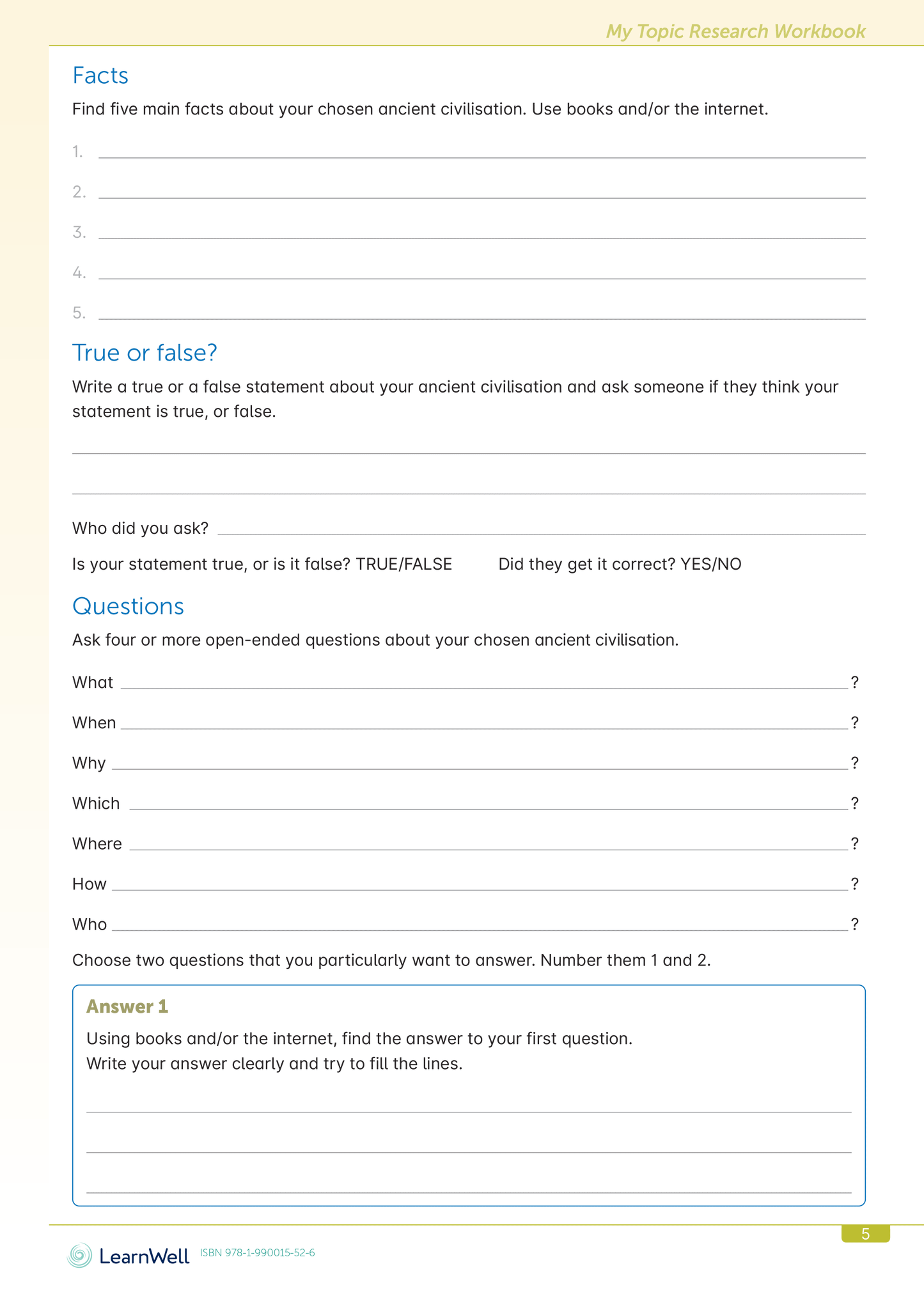 My Topic Research Start Right Workbook