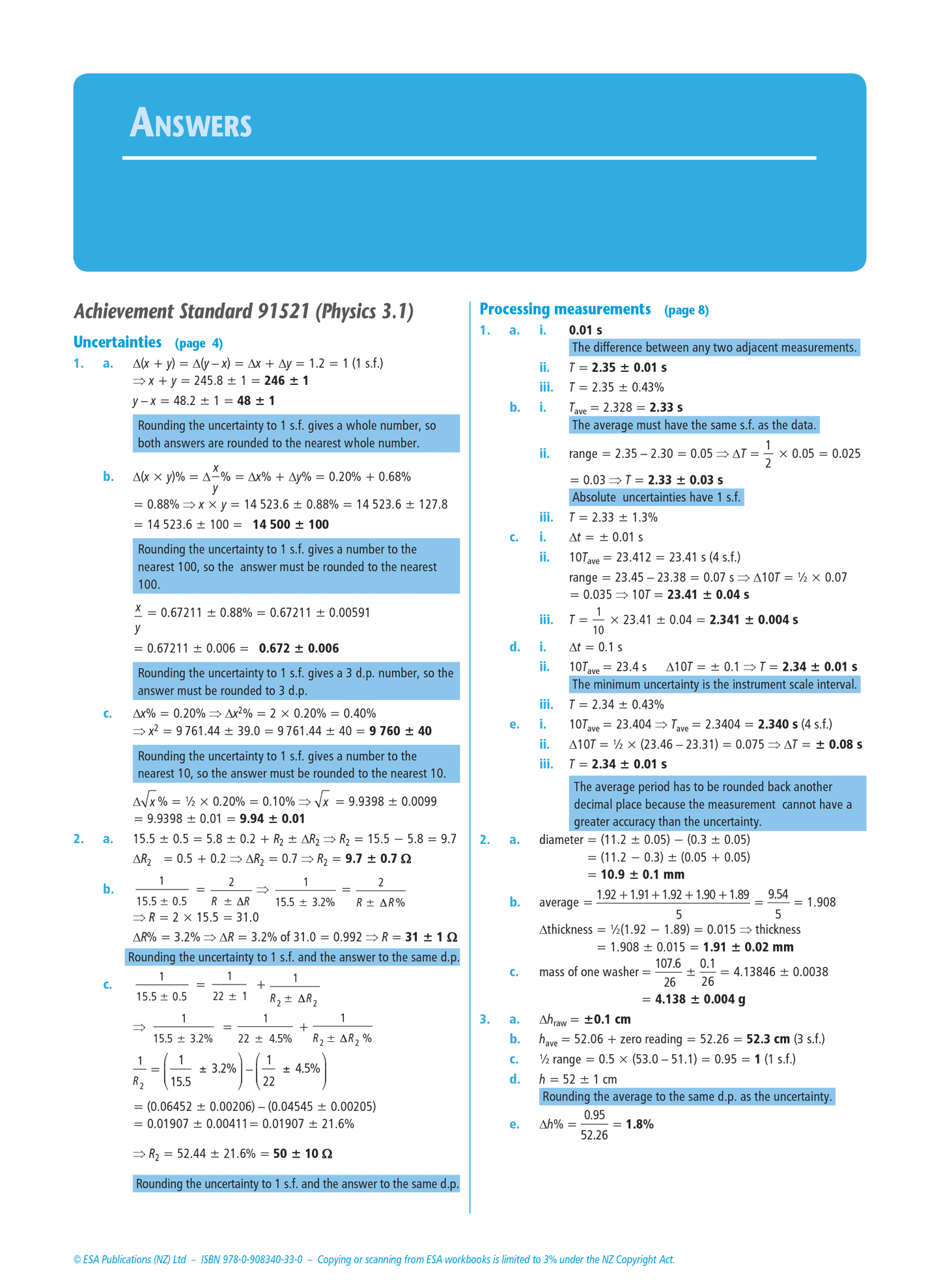 Level 3 Physics Internals Learning Workbook