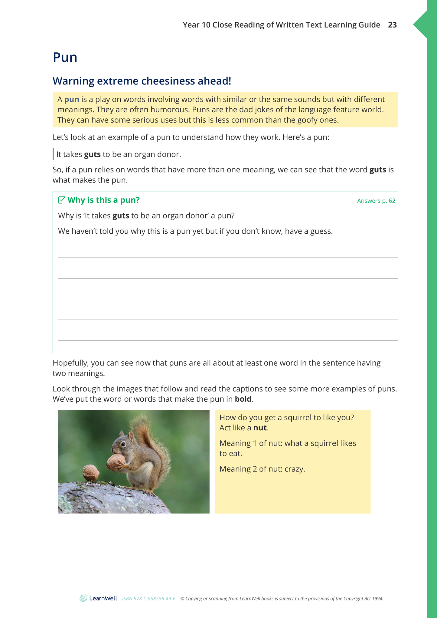 Year 10 Close Reading of Written Texts Learning Guide