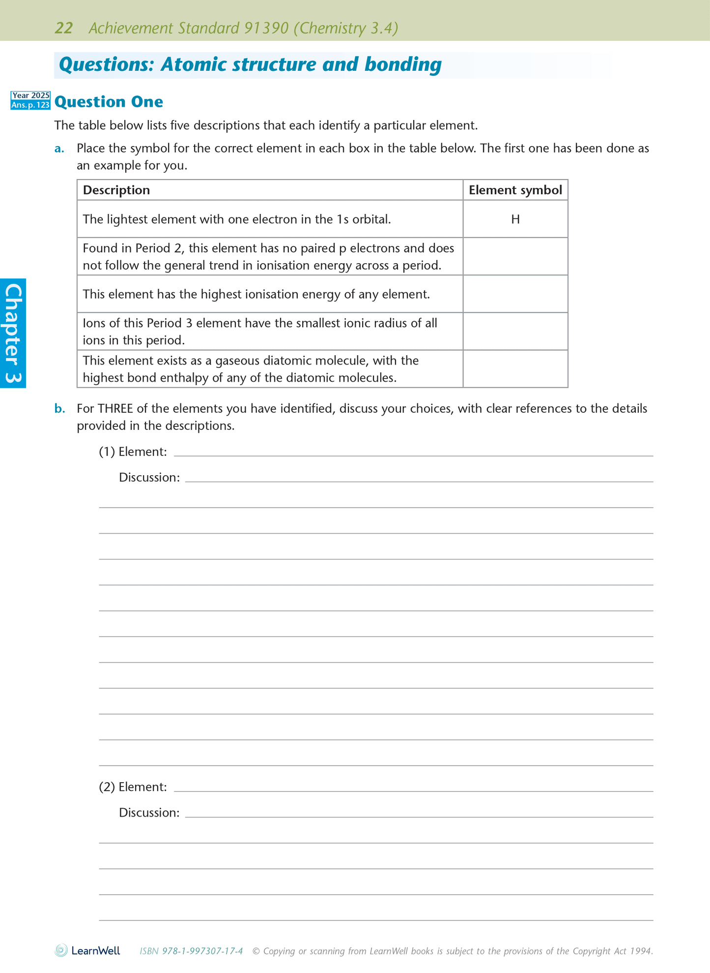 Scholarship Chemistry AME Workbook