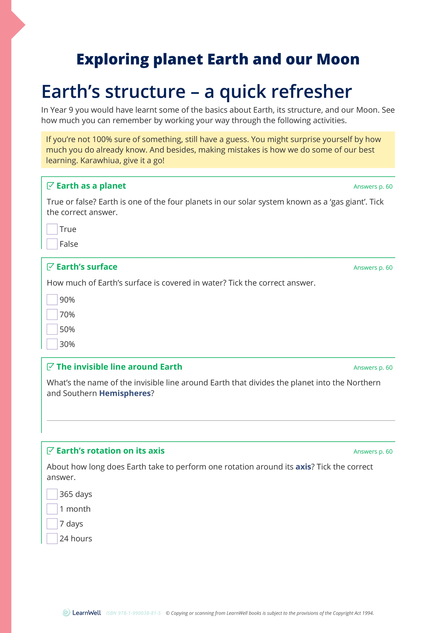 Year 10 Planet Earth and Beyond Learning Guide