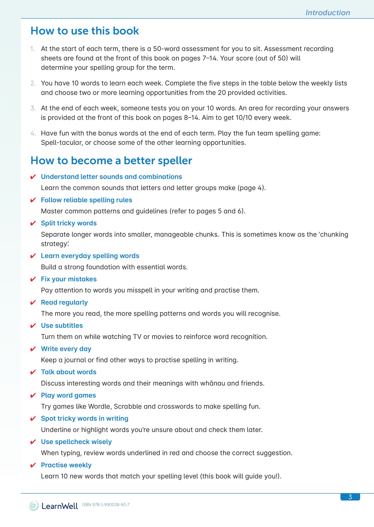 Spelling Ability Lists Start Right Workbook