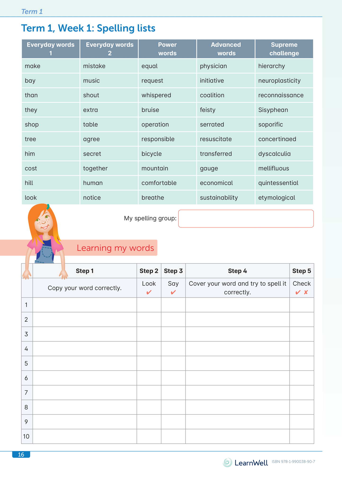 Spelling Ability Lists Start Right Workbook