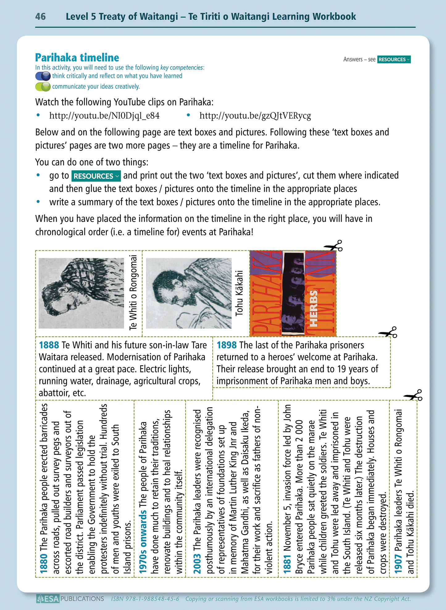 Level 5 Treaty of Waitangi - Te Tiriti o Waitangi Learning Workbook