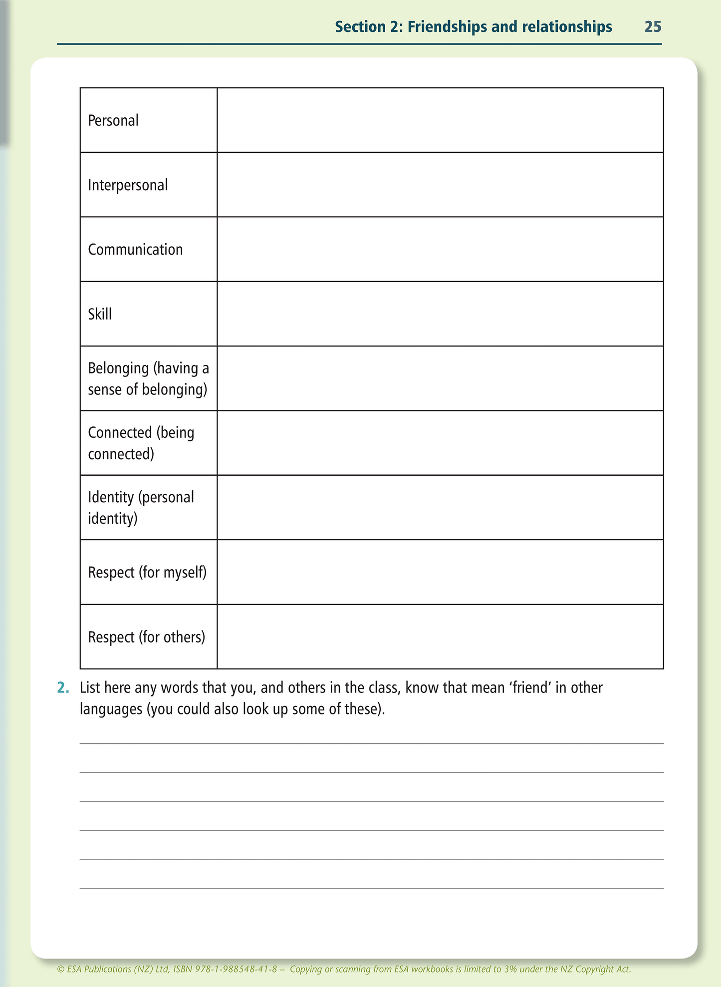 Level 5 Wellbeing and Relationships Learning Workbook