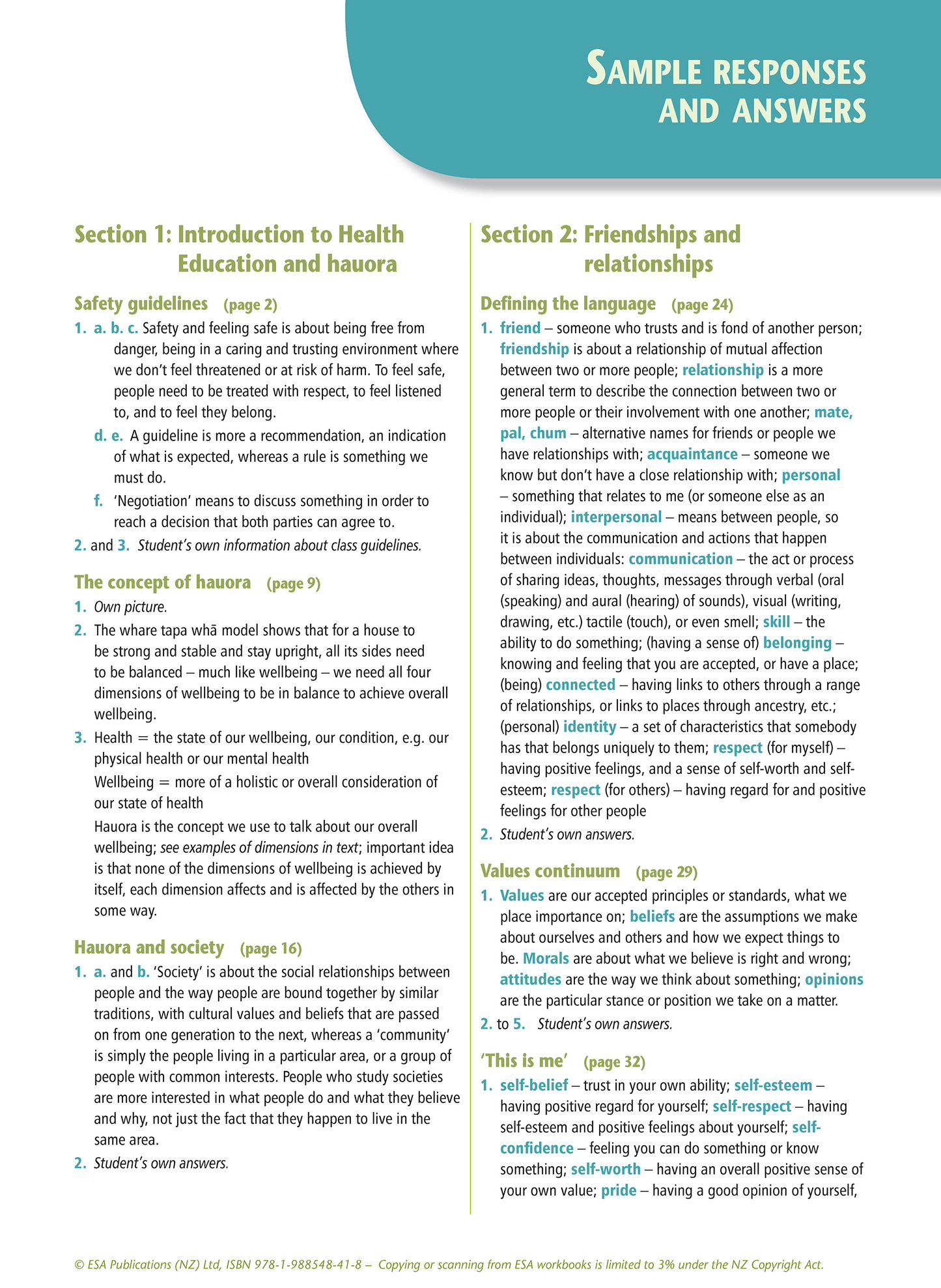 Level 5 Wellbeing and Relationships Learning Workbook