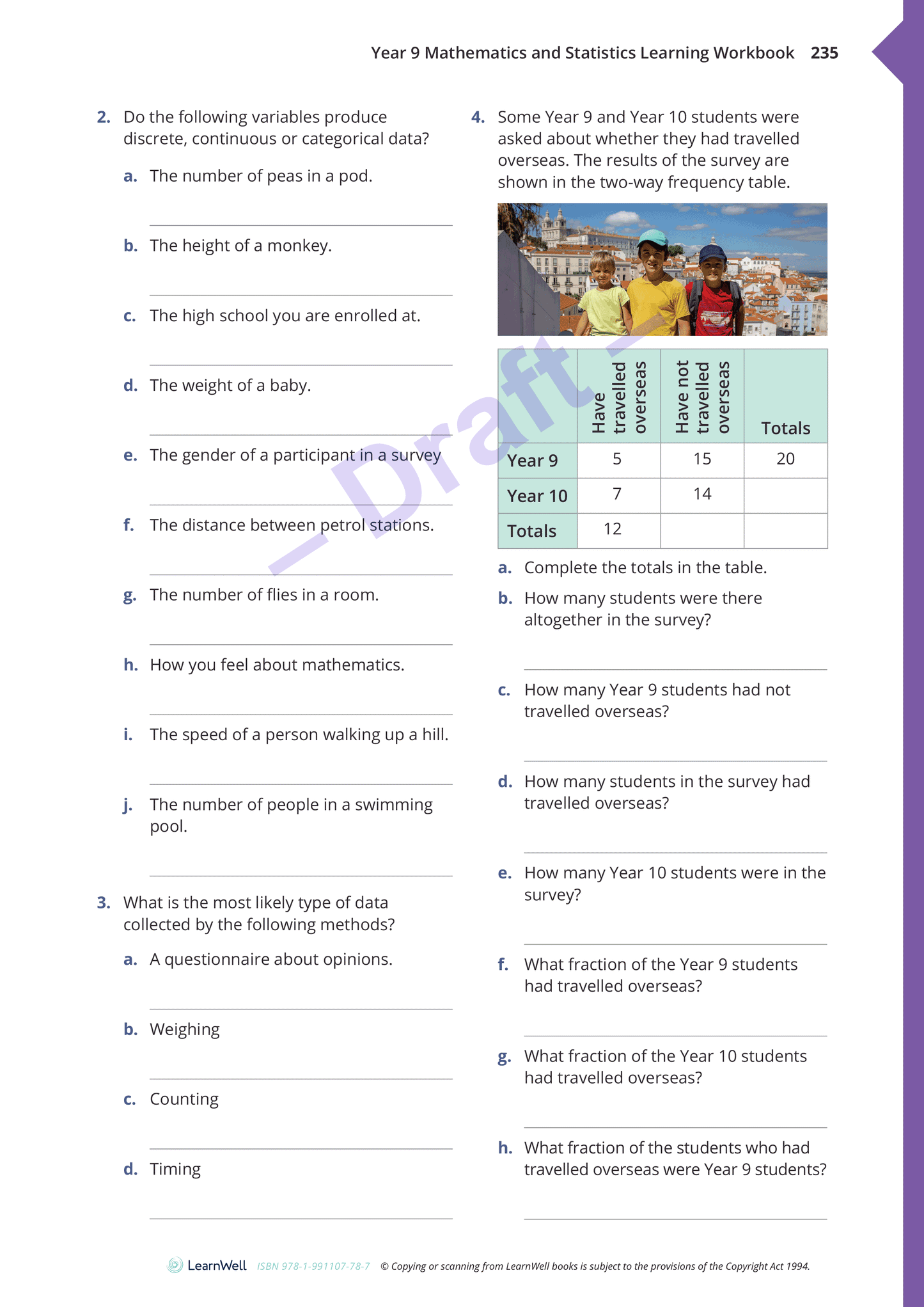 Year 9 Mathematics and Statistics Learning Workbook