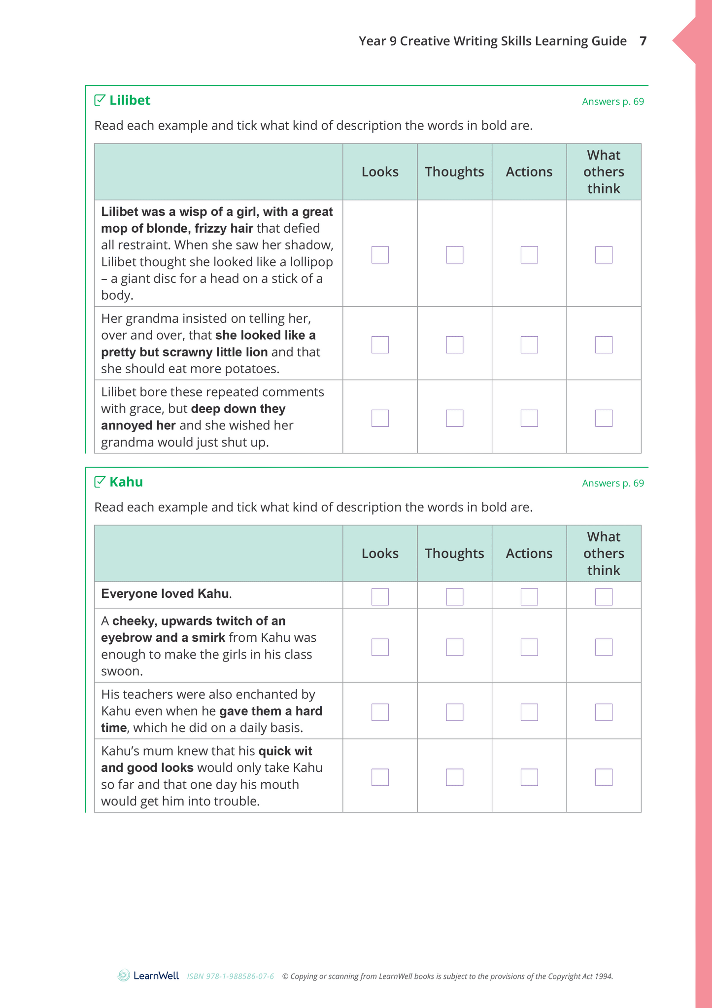 Year 9 Creative Writing Skills Learning Guide