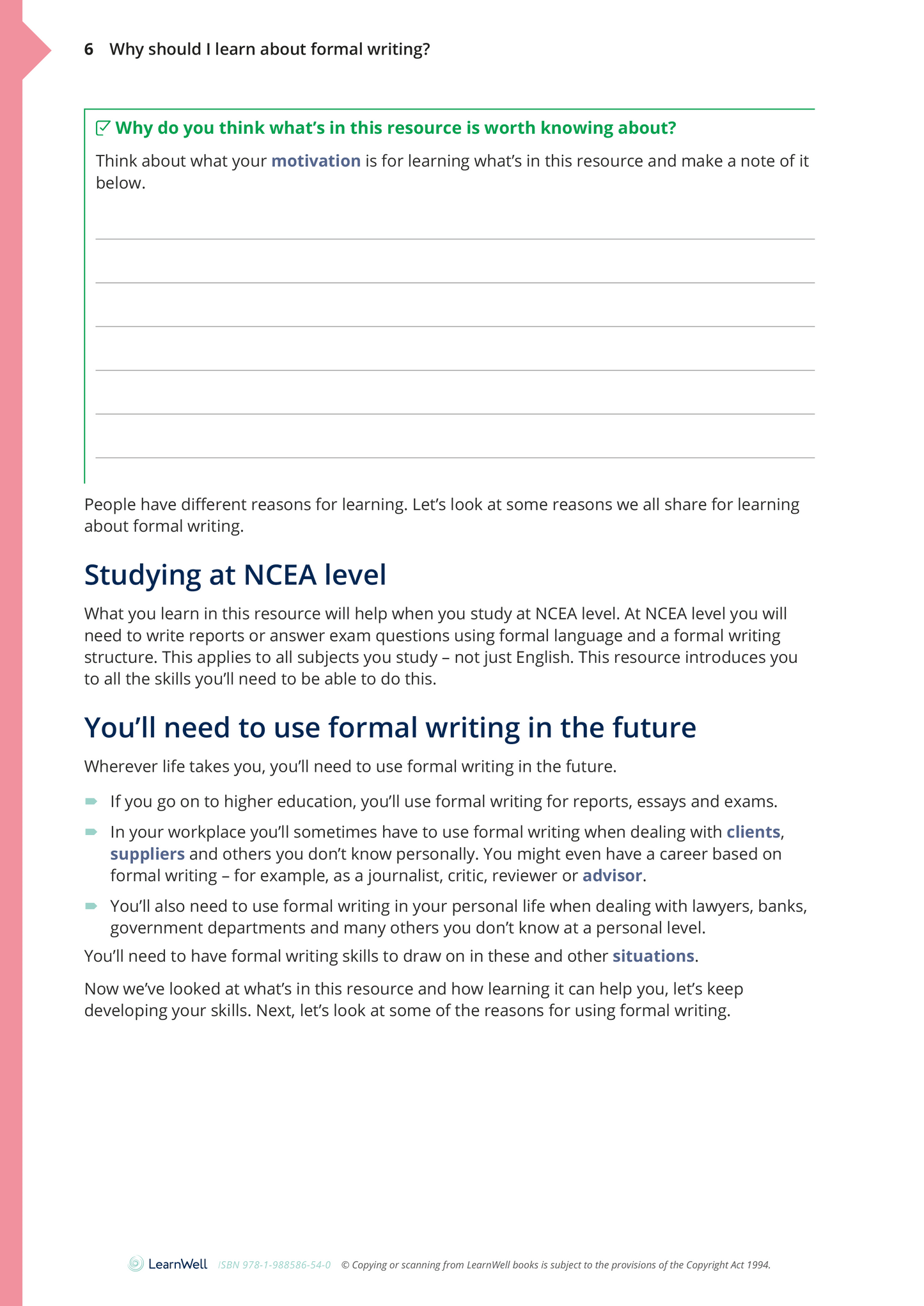 Year 9 Formal Writing Skills Learning Guide